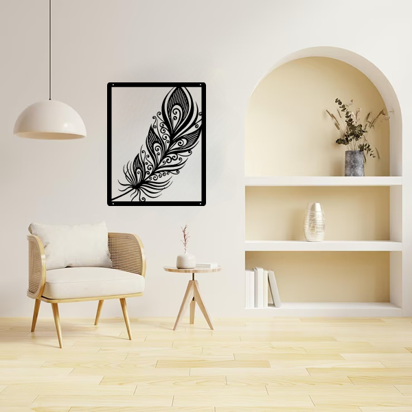 Unique Feather | Elegant Feather Wooden Wall Art | Nature-Inspired Wall Hanging | Stylish Décor for Living Room, Bedroom & Office
