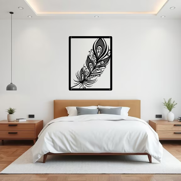 Unique Feather | Elegant Feather Wooden Wall Art | Nature-Inspired Wall Hanging | Stylish Décor for Living Room, Bedroom & Office