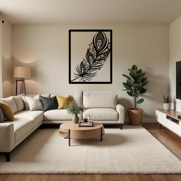 Unique Feather | Elegant Feather Wooden Wall Art | Nature-Inspired Wall Hanging | Stylish Décor for Living Room, Bedroom & Office