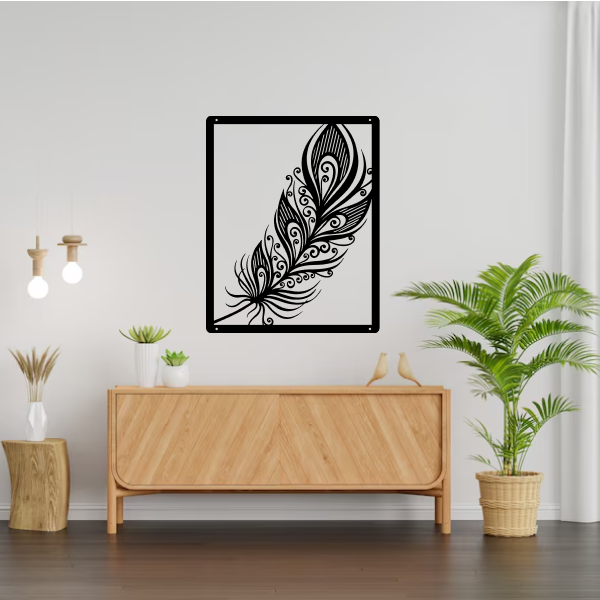 Unique Feather | Elegant Feather Wooden Wall Art | Nature-Inspired Wall Hanging | Stylish Décor for Living Room, Bedroom & Office