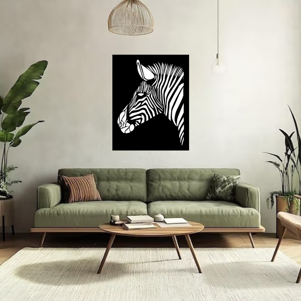 Stripes of the Savanna | Majestic Zebra Wooden Wall Art | Wildlife-Inspired Home Décor | African Safari Animal Wall Hanging for Living Room, Office & Bedroom