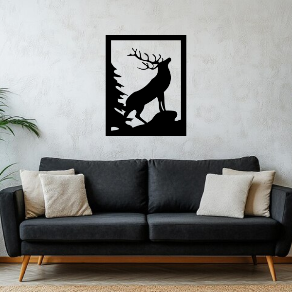 Magical Deer | Elegant Wooden Wall Art | Wildlife-Inspired Home Décor | Nature-Themed Wall Hanging for Living Room, Office & Bedroom
