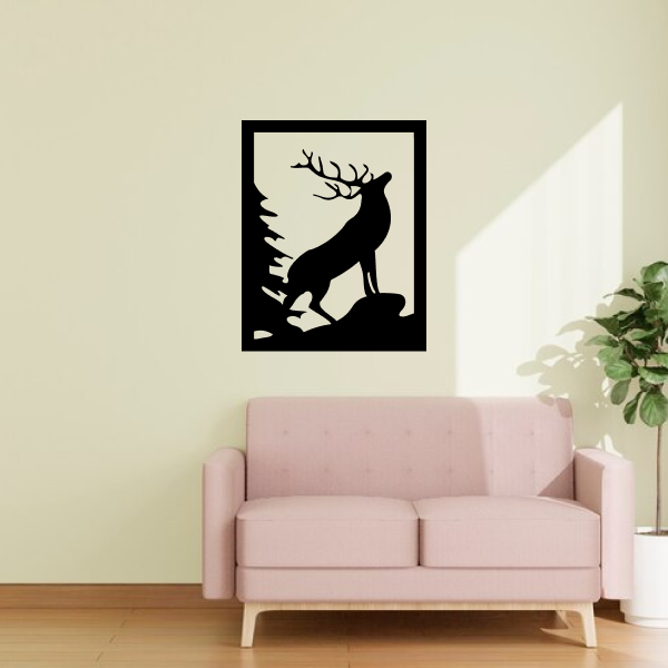 Magical Deer | Elegant Wooden Wall Art | Wildlife-Inspired Home Décor | Nature-Themed Wall Hanging for Living Room, Office & Bedroom
