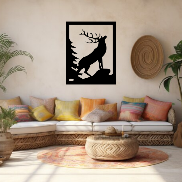 Magical Deer | Elegant Wooden Wall Art | Wildlife-Inspired Home Décor | Nature-Themed Wall Hanging for Living Room, Office & Bedroom