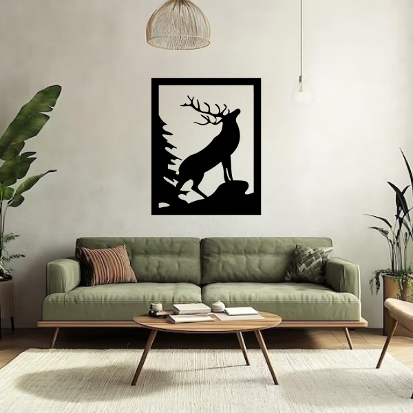 Magical Deer | Elegant Wooden Wall Art | Wildlife-Inspired Home Décor | Nature-Themed Wall Hanging for Living Room, Office & Bedroom
