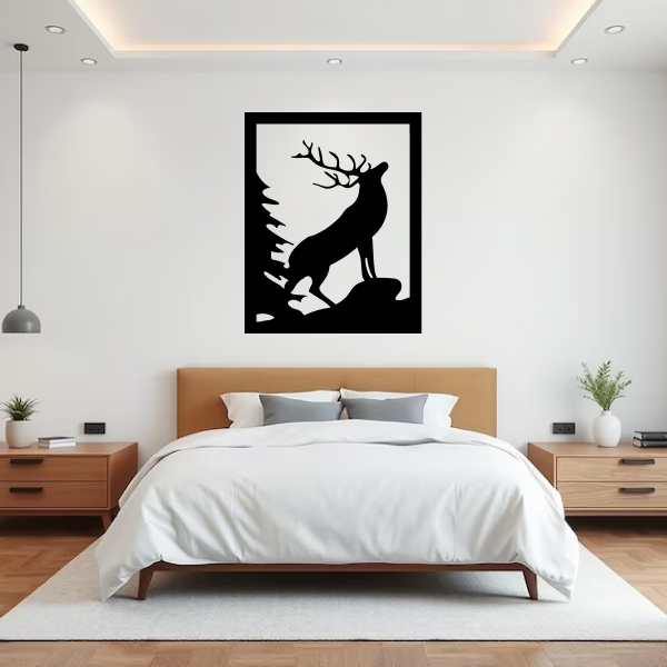 Magical Deer | Elegant Wooden Wall Art | Wildlife-Inspired Home Décor | Nature-Themed Wall Hanging for Living Room, Office & Bedroom
