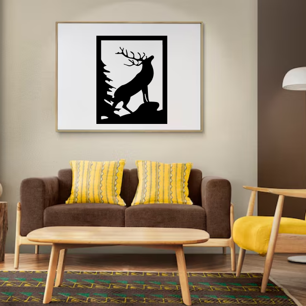 Magical Deer | Elegant Wooden Wall Art | Wildlife-Inspired Home Décor | Nature-Themed Wall Hanging for Living Room, Office & Bedroom