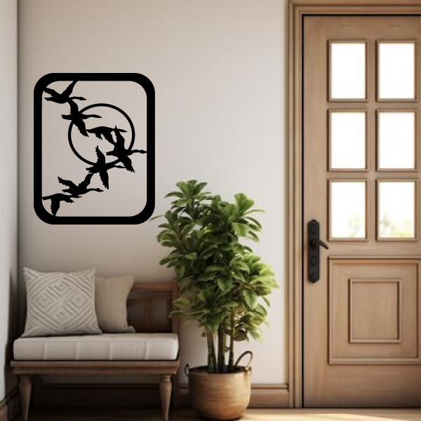 Group of Birds | Elegant Bird Wall Art | Nature-Inspired Wooden Wall Hanging | Flying Birds Home & Office Décor | Black MDF Wall Art for Living Room & Bedroom