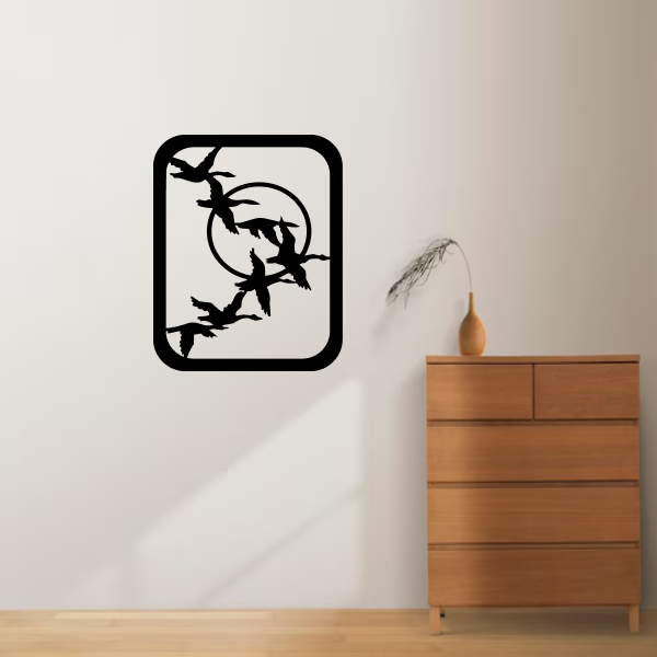 Group of Birds | Elegant Bird Wall Art | Nature-Inspired Wooden Wall Hanging | Flying Birds Home & Office Décor | Black MDF Wall Art for Living Room & Bedroom