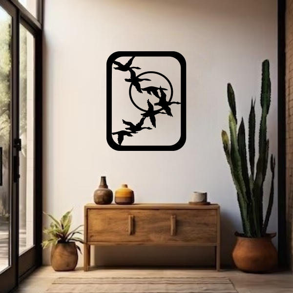Group of Birds | Elegant Bird Wall Art | Nature-Inspired Wooden Wall Hanging | Flying Birds Home & Office Décor | Black MDF Wall Art for Living Room & Bedroom