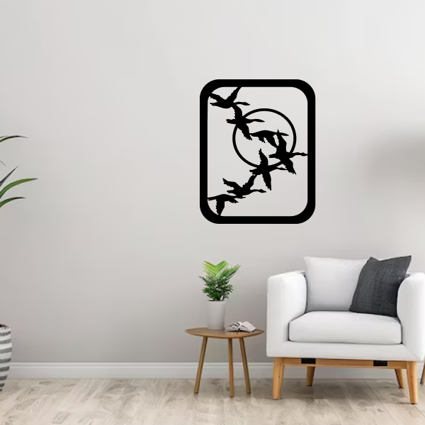 Group of Birds | Elegant Bird Wall Art | Nature-Inspired Wooden Wall Hanging | Flying Birds Home & Office Décor | Black MDF Wall Art for Living Room & Bedroom