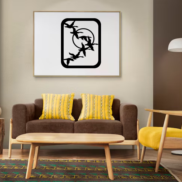 Group of Birds | Elegant Bird Wall Art | Nature-Inspired Wooden Wall Hanging | Flying Birds Home & Office Décor | Black MDF Wall Art for Living Room & Bedroom
