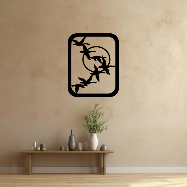 Group of Birds | Elegant Bird Wall Art | Nature-Inspired Wooden Wall Hanging | Flying Birds Home & Office Décor | Black MDF Wall Art for Living Room & Bedroom