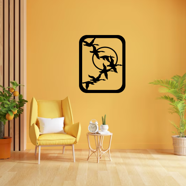 Group of Birds | Elegant Bird Wall Art | Nature-Inspired Wooden Wall Hanging | Flying Birds Home & Office Décor | Black MDF Wall Art for Living Room & Bedroom