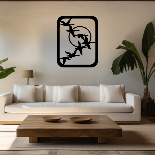 Group of Birds | Elegant Bird Wall Art | Nature-Inspired Wooden Wall Hanging | Flying Birds Home & Office Décor | Black MDF Wall Art for Living Room & Bedroom