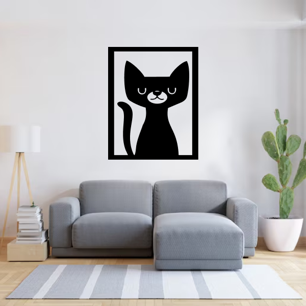 Kitty | Adorable Cat Wooden Wall Art | Feline-Inspired Wall Hanging | Cute & Elegant Home Décor for Cat Lovers