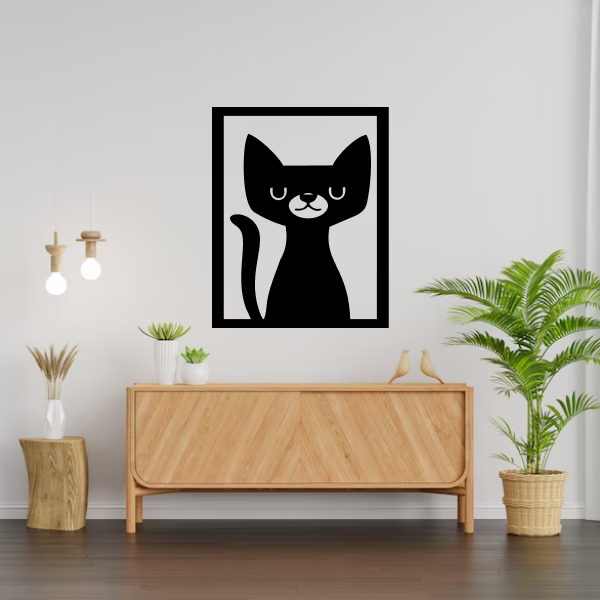 Kitty | Adorable Cat Wooden Wall Art | Feline-Inspired Wall Hanging | Cute & Elegant Home Décor for Cat Lovers