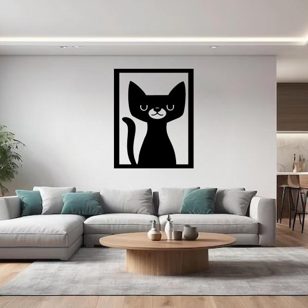 Kitty | Adorable Cat Wooden Wall Art | Feline-Inspired Wall Hanging | Cute & Elegant Home Décor for Cat Lovers