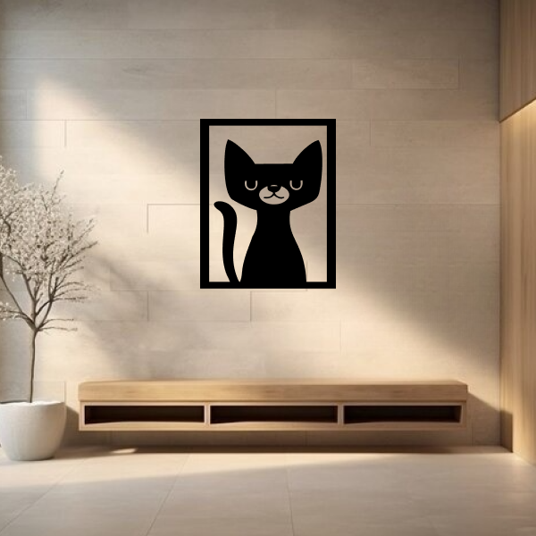 Kitty | Adorable Cat Wooden Wall Art | Feline-Inspired Wall Hanging | Cute & Elegant Home Décor for Cat Lovers