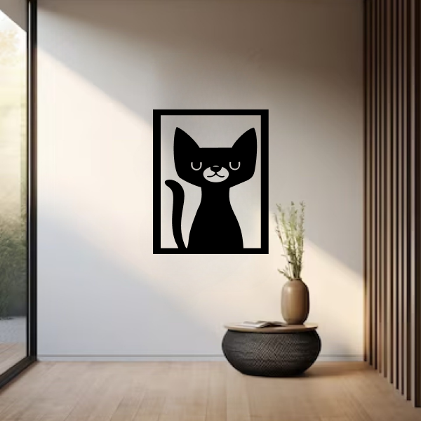Kitty | Adorable Cat Wooden Wall Art | Feline-Inspired Wall Hanging | Cute & Elegant Home Décor for Cat Lovers