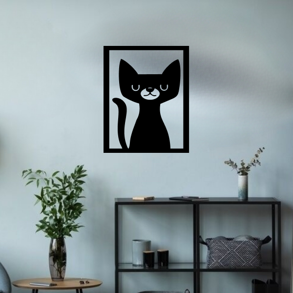 Kitty | Adorable Cat Wooden Wall Art | Feline-Inspired Wall Hanging | Cute & Elegant Home Décor for Cat Lovers