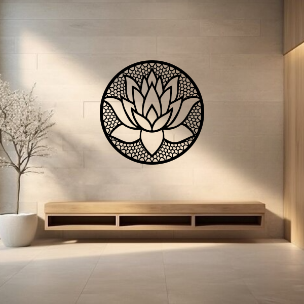 Graceful Lotus Flower | Elegant Floral Wooden Wall Art | Spiritual Lotus Décor | Meditation & Home Wall Hanging for Living Room, Bedroom & Office