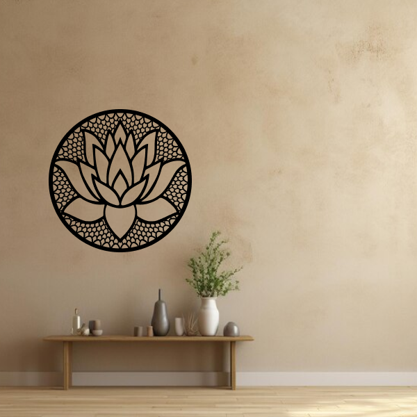 Graceful Lotus Flower | Elegant Floral Wooden Wall Art | Spiritual Lotus Décor | Meditation & Home Wall Hanging for Living Room, Bedroom & Office