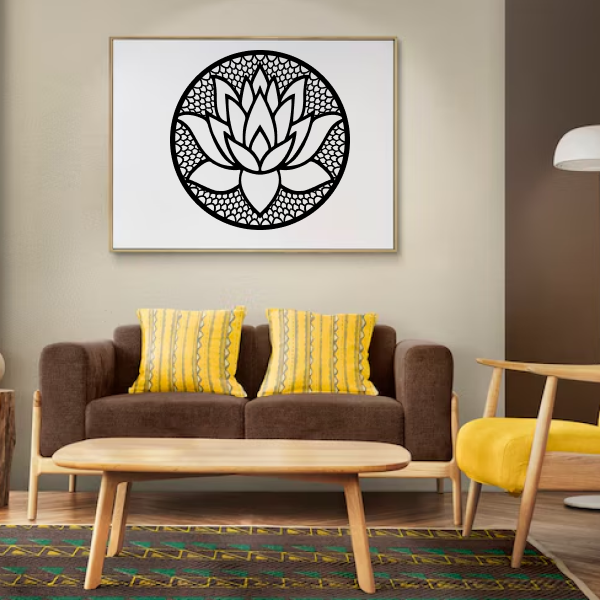 Graceful Lotus Flower | Elegant Floral Wooden Wall Art | Spiritual Lotus Décor | Meditation & Home Wall Hanging for Living Room, Bedroom & Office
