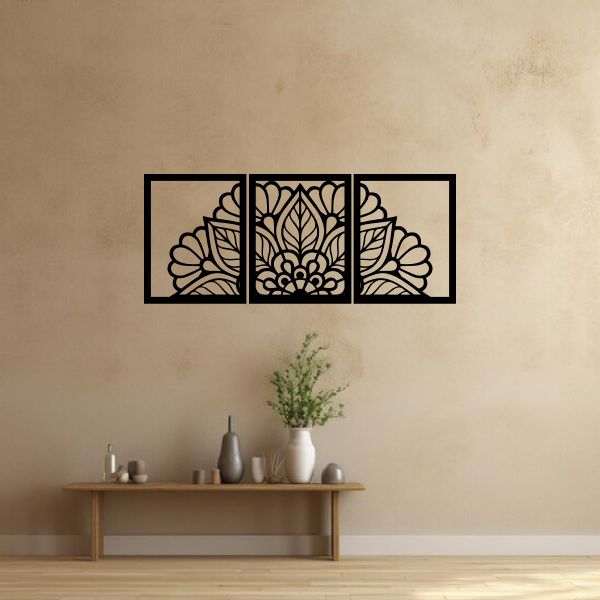 Radiant Petals | Floral Wooden Wall Art | Decorative Wall Hanging for Living Room & Bedroom | Nature-Inspired Home Décor