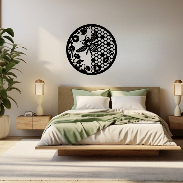 Sweet Honey Haven | Bee-Themed Wooden Wall Art | Nature-Inspired Wall Hanging | Modern Honeycomb Décor for Home & Office