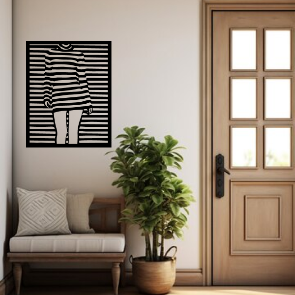 The Illusionary Body | Abstract Wooden Wall Art | Optical Illusion Wall Hanging | Modern Geometric Décor for Living Room, Office & Meditation Space