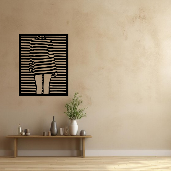 The Illusionary Body | Abstract Wooden Wall Art | Optical Illusion Wall Hanging | Modern Geometric Décor for Living Room, Office & Meditation Space