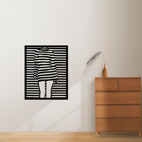 The Illusionary Body | Abstract Wooden Wall Art | Optical Illusion Wall Hanging | Modern Geometric Décor for Living Room, Office & Meditation Space
