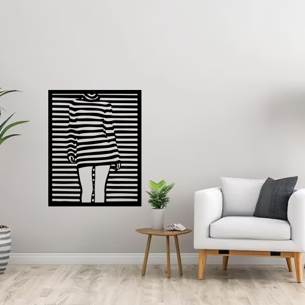 The Illusionary Body | Abstract Wooden Wall Art | Optical Illusion Wall Hanging | Modern Geometric Décor for Living Room, Office & Meditation Space