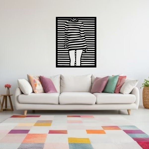 The Illusionary Body | Abstract Wooden Wall Art | Optical Illusion Wall Hanging | Modern Geometric Décor for Living Room, Office & Meditation Space