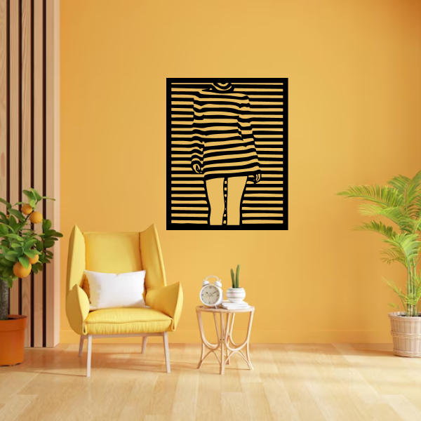 The Illusionary Body | Abstract Wooden Wall Art | Optical Illusion Wall Hanging | Modern Geometric Décor for Living Room, Office & Meditation Space