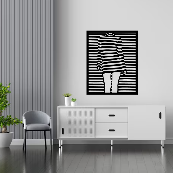 The Illusionary Body | Abstract Wooden Wall Art | Optical Illusion Wall Hanging | Modern Geometric Décor for Living Room, Office & Meditation Space