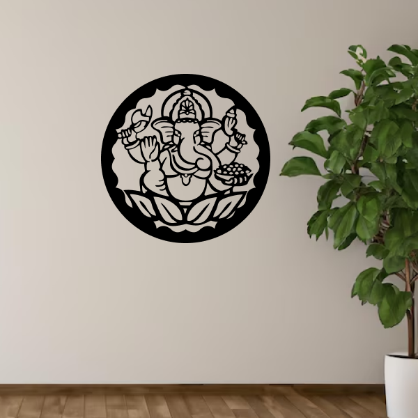 Divine Ganapati Sculpture | Lord Ganesha Wooden Wall Art | Spiritual Hindu Décor | Ganpati Bappa Wall Hanging for Home, Office & Mandir