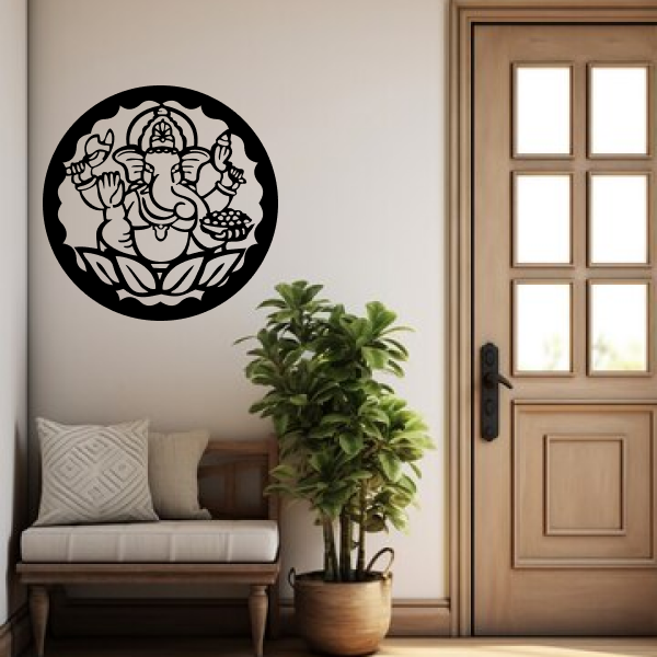 Divine Ganapati Sculpture | Lord Ganesha Wooden Wall Art | Spiritual Hindu Décor | Ganpati Bappa Wall Hanging for Home, Office & Mandir