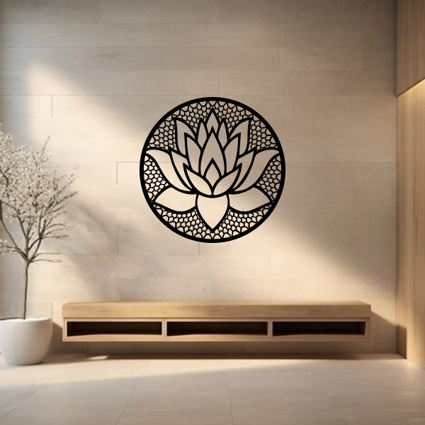 Graceful Lotus Flower | Elegant Floral Wooden Wall Art | Spiritual Lotus Décor | Meditation & Home Wall Hanging for Living Room, Bedroom & Office