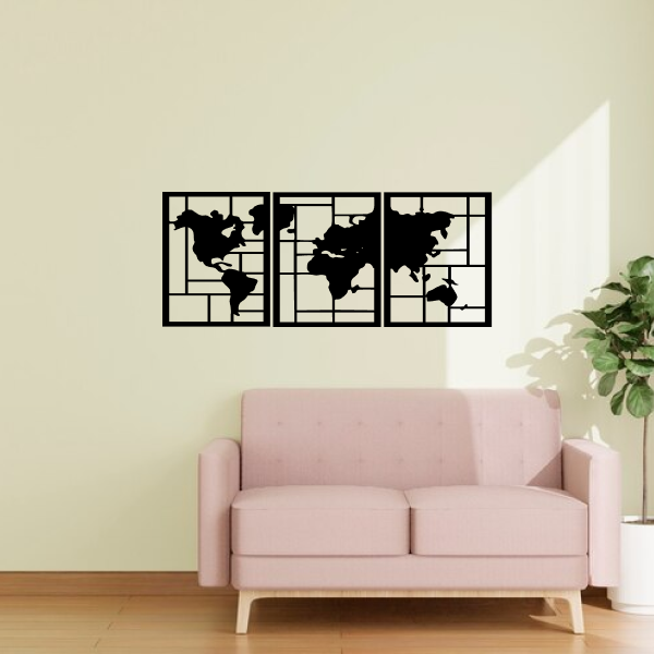 Global Canvas | World Map Wooden Wall Art | Travel-Inspired Wall Décor | Modern MDF Wood Hanging for Home, Office & Study Room
