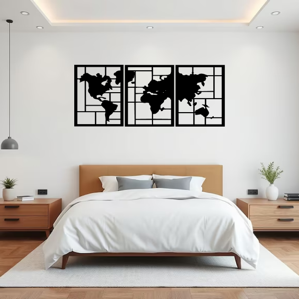 Global Canvas | World Map Wooden Wall Art | Travel-Inspired Wall Décor | Modern MDF Wood Hanging for Home, Office & Study Room